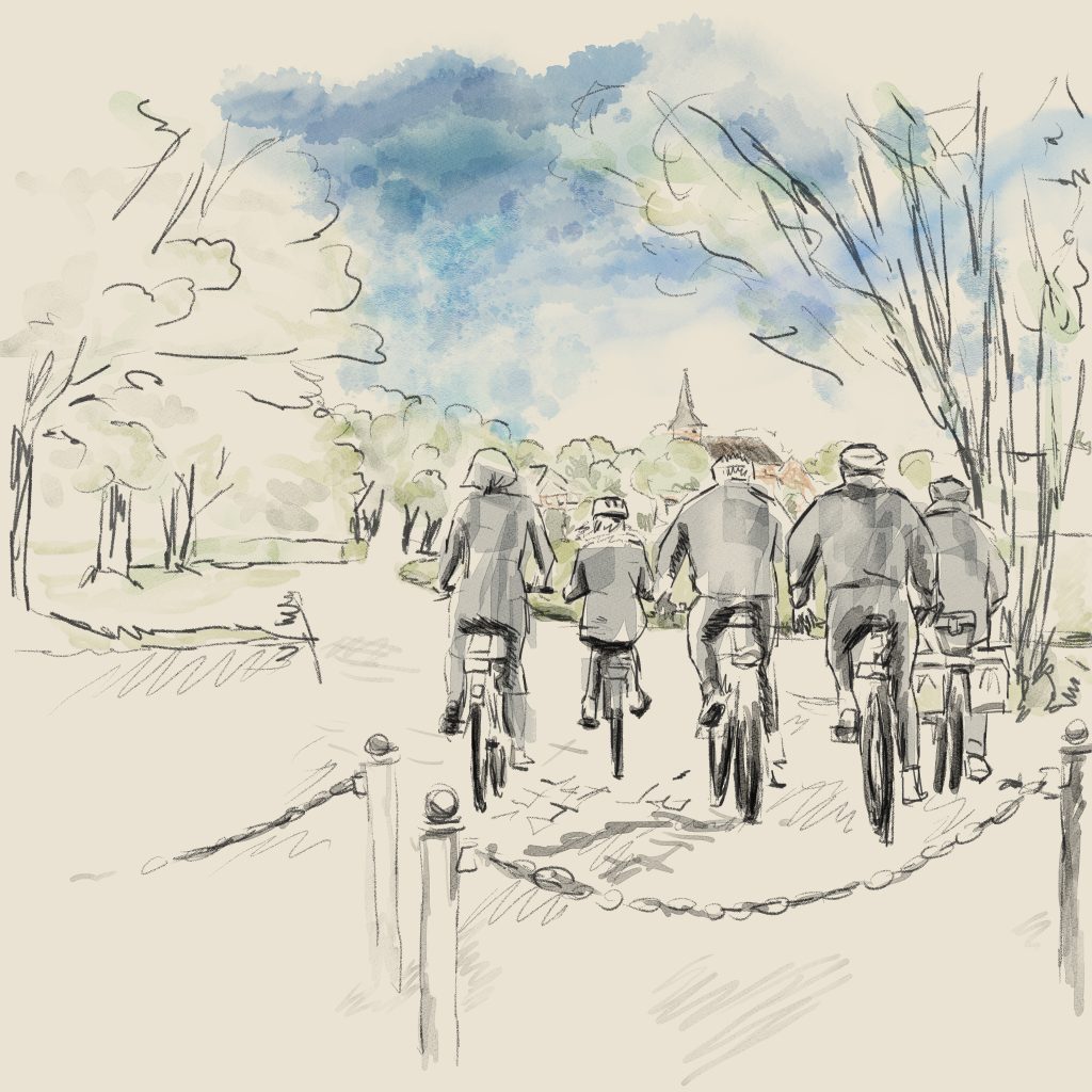 Bikers at Lesum, Keyvisual to Sketch and Bike Tour along the River Lesum June 2024