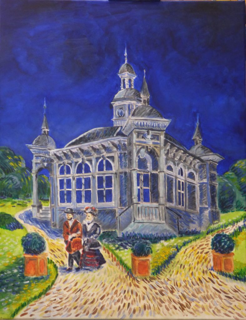 Cafe en plein air en parque burgeois 70x100cm Acryl on canvas