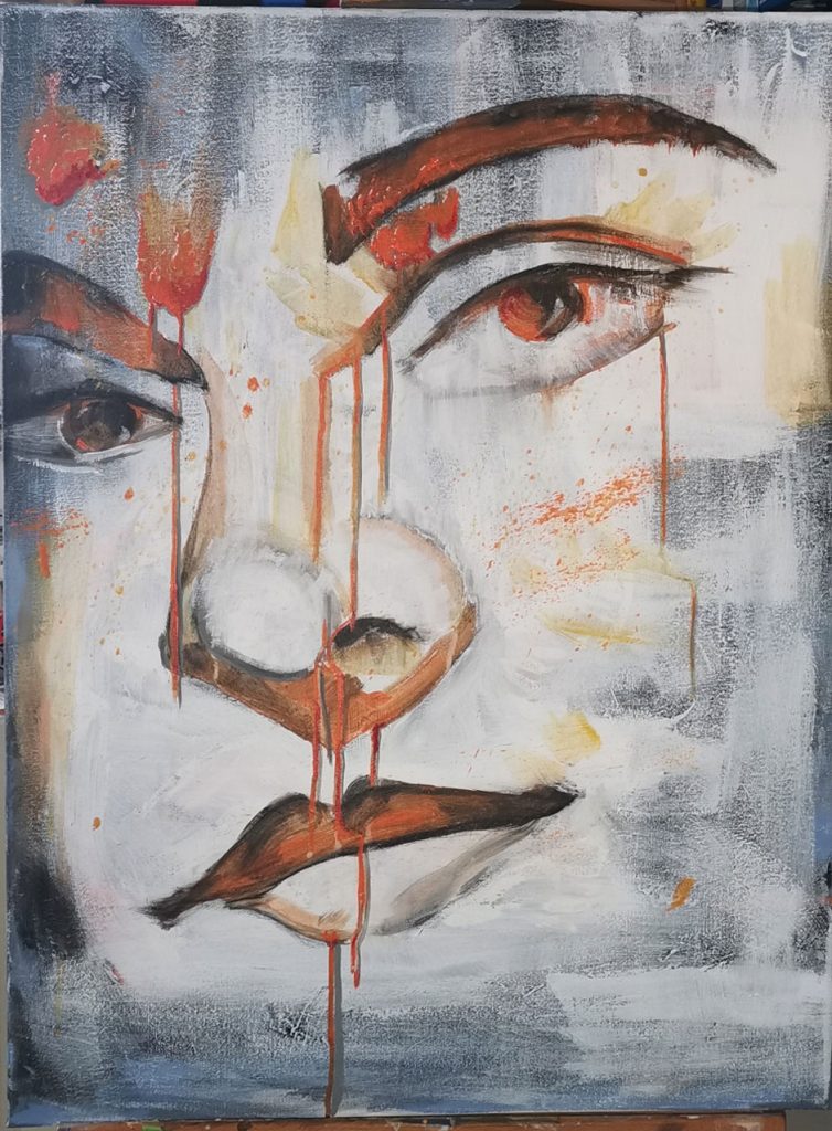 Splashed portrait Acryl on canvas 60x80cm