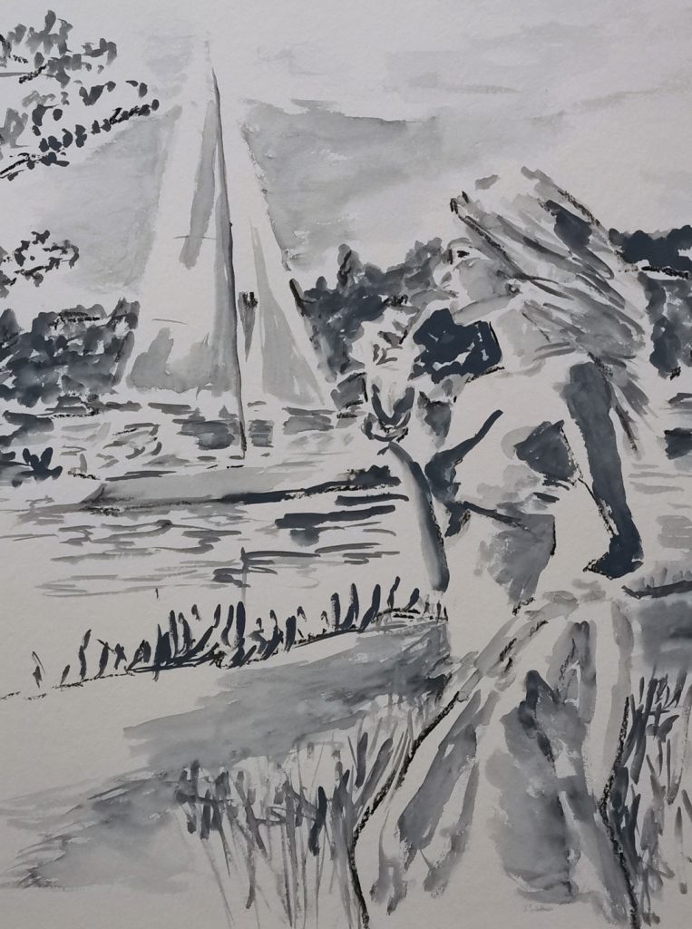 Summer at the River Lesum, Watercolor on Paper 50x70cm