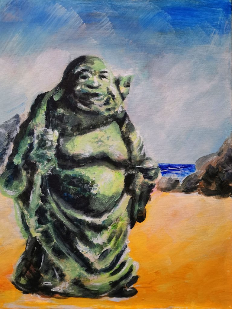 Jade Buddha, Acryl on Canvas